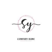 sy Anfangshandschrift und Signatur-Logo-Design mit Kreis. schönes design handgeschriebenes logo für mode, team, hochzeit, luxuslogo. vektor