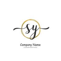 sy Anfangshandschrift und Signatur-Logo-Design mit Kreis. schönes design handgeschriebenes logo für mode, team, hochzeit, luxuslogo. vektor