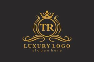 första tr brev kunglig lyx logotyp mall i vektor konst för restaurang, kungligheter, boutique, Kafé, hotell, heraldisk, Smycken, mode och Övrig vektor illustration.