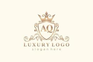 Royal Luxury Logo-Vorlage mit anfänglichem aq-Buchstaben in Vektorgrafiken für Restaurant, Lizenzgebühren, Boutique, Café, Hotel, Heraldik, Schmuck, Mode und andere Vektorillustrationen. vektor