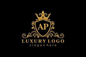 Royal Luxury Logo-Vorlage mit anfänglichem ap-Buchstaben in Vektorgrafiken für Restaurant, Lizenzgebühren, Boutique, Café, Hotel, Heraldik, Schmuck, Mode und andere Vektorillustrationen. vektor
