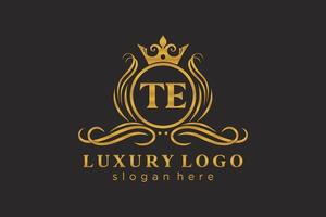 första te brev kunglig lyx logotyp mall i vektor konst för restaurang, kungligheter, boutique, Kafé, hotell, heraldisk, Smycken, mode och Övrig vektor illustration.