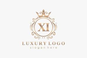 königliche Luxus-Logo-Vorlage mit anfänglichem xi-Buchstaben in Vektorgrafiken für Restaurant, Lizenzgebühren, Boutique, Café, Hotel, Heraldik, Schmuck, Mode und andere Vektorillustrationen. vektor