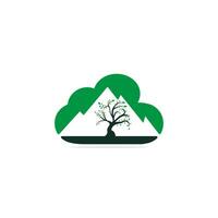 Berg und Baum-Vektor-Logo-Design. Logo für Reise-, Landwirtschafts- und Ökologiekonzepte. vektor