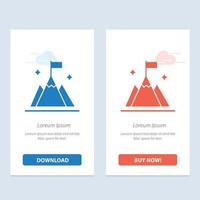 Benutzeroberfläche der Bergflagge blau und rot Jetzt herunterladen und kaufen Web-Widget-Kartenvorlage vektor