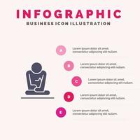 snabb meditation Träning yoga fast ikon infographics 5 steg presentation bakgrund vektor