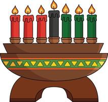 glückliche kwanzaa kinara cartoon farbige clipart vektor