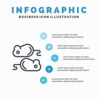 stängning testning testa stängning testa linje ikon med 5 steg presentation infographics bakgrund vektor