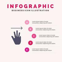 Hand Hand-Cursor oben rechts festes Symbol Infografiken 5 Schritte Präsentationshintergrund vektor