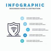 internet internet säkerhet skydda skydda linje ikon med 5 steg presentation infographics backgroun vektor