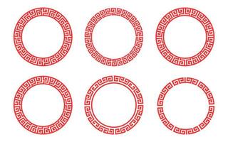 chinesischer Satz des roten Kreisrahmenmusters vektor