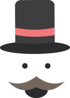 mustasch hipster Movember hatt män platt Färg ikon vektor