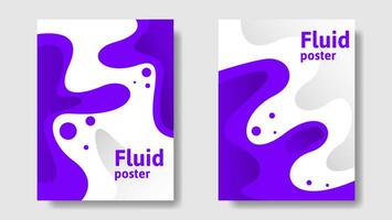 lila flüssigkeitsabdeckungsset. trendiges Designplakat mit abstrakten flüssigen Formen in violetter Farbe vektor