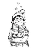 gefrorener Junge in Winterkleidung. Cartoon-Illustration. vektor