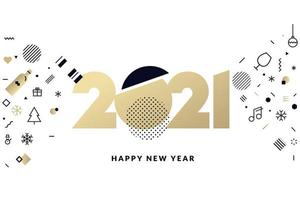 gyllene 2021-nyårsdesignen med semesterikoner vektor