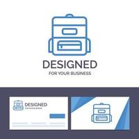 kreativ företag kort och logotyp mall väska utbildning skolväska vektor illustration