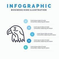 Tier Vogel Adler Usa Liniensymbol mit 5 Schritten Präsentation Infografiken Hintergrund vektor