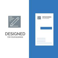 Browser-Bleistift-Text-Bildung graues Logo-Design und Visitenkarten-Vorlage vektor
