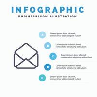 Mail-E-Mail-Open-Line-Symbol mit 5 Schritten Präsentation Infografiken Hintergrund vektor