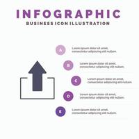 Pfeil Pfeile nach oben Hochladen solides Symbol Infografiken 5 Schritte Präsentationshintergrund vektor