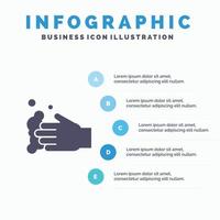 Reinigung Handseife waschen festes Symbol Infografiken 5 Schritte Präsentationshintergrund vektor