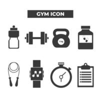 uppsättning av 8 gym ikoner vektor