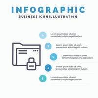 data mapp Lösenord skydd säkra linje ikon med 5 steg presentation infographics bakgrund vektor