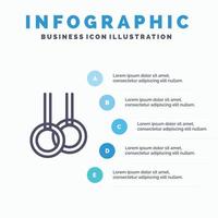 atletisk gymnastik ringar linje ikon med 5 steg presentation infographics bakgrund vektor