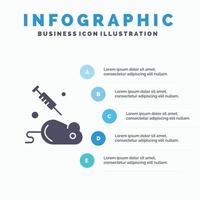 experimentera laboratorium mus vetenskap fast ikon infographics 5 steg presentation bakgrund vektor