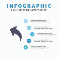 Pfeil links nach oben Pfeile festes Symbol Infografiken 5 Schritte Präsentationshintergrund vektor