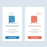 bok kontanter pengar ny blå och röd ladda ner och köpa nu webb widget kort mall vektor
