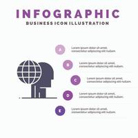 globales Marketing Finanzen globales Marketing Outsourcen solide Symbol Infografiken 5 Schritte Präsentation bac vektor