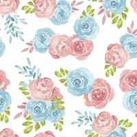 nahtloses Muster des blauen rosa Aquarells mit Rosen vektor