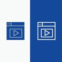 webb design video linje och glyf fast ikon blå baner linje och glyf fast ikon blå baner vektor