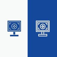 Marken-Branding-Design Drucklinie und Glyphe solides Symbol blaues Banner Linie und Glyphe solides Symbol blaues Verbot vektor