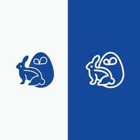 Eierhase Osterhase Linie und Glyphe festes Symbol blaues Banner Linie und Glyphe festes Symbol blaues Banner vektor