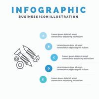 Schrauben Hochbau Werkzeug Arbeitslinie Symbol mit 5 Schritten Präsentation Infografiken Hintergrund vektor