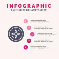 Navigationskompass Standort solides Symbol Infografiken 5 Schritte Präsentationshintergrund vektor