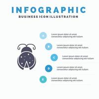 Fehler Insekt Marienkäfer Feder solide Symbol Infografiken 5 Schritte Präsentationshintergrund vektor