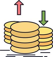 Münzen finanzieren Kapital Goldeinkommen flacher Farbsymbolvektor vektor