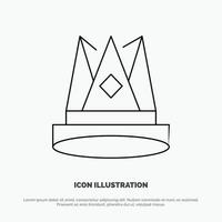 Crown King Empire First Position Achievement Vector Line Icon