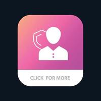 säkerhet anställd försäkring person personlig skydd skydda mobil app knapp android och ios glyp vektor