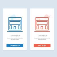 grafik design layout blå och röd ladda ner och köpa nu webb widget kort mall vektor