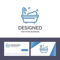 kreative visitenkarte und logo-vorlage badezimmer saubere dusche vektorillustration vektor