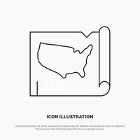 Karta stater förenad USA linje ikon vektor