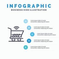 vagn vagn wiFi handla linje ikon med 5 steg presentation infographics bakgrund vektor