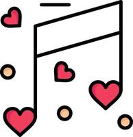 musik kärlek hjärta bröllop platt Färg ikon vektor ikon baner mall
