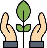 Naturschutz Pflanze Hand Energie flache Farbe Symbol Vektor Icon Banner Vorlage