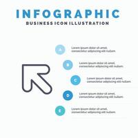 pil upp vänster linje ikon med 5 steg presentation infographics bakgrund vektor