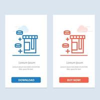 tablet flasche gesundheitswesen blau und rot jetzt herunterladen und kaufen web-widget-kartenvorlage vektor